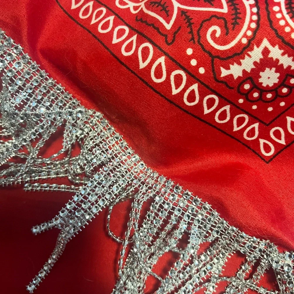 NWT Bandana with Rhinestone Fringe - Picture 2 of 4